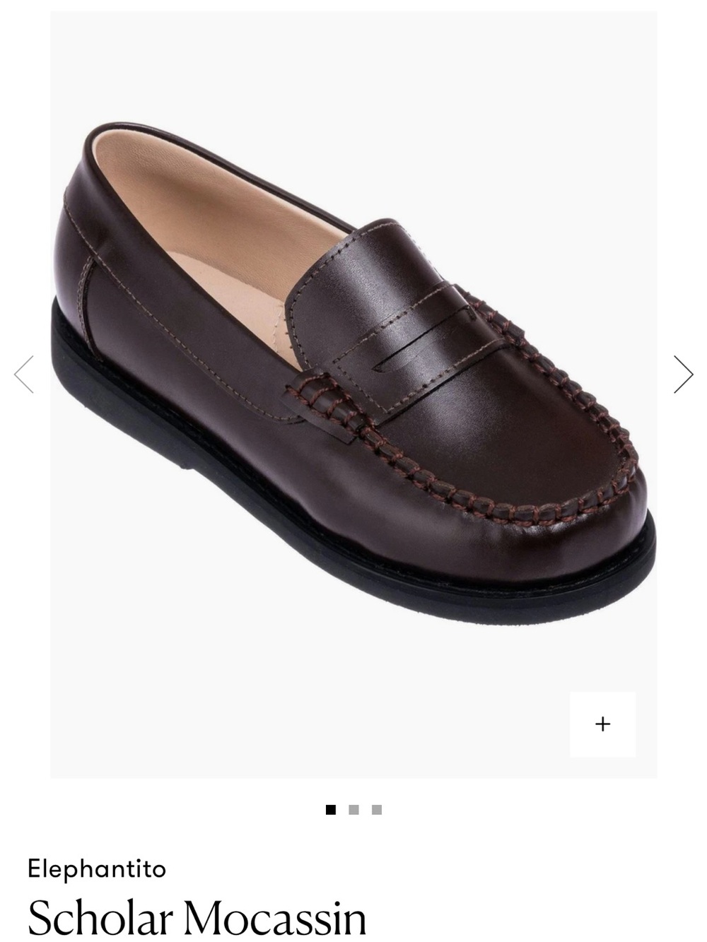 Elephantito Brown Leather Penny Moccassin Loafer  for Kids Size 4